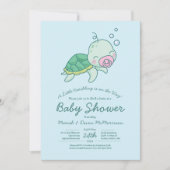 Cute Zee Turtle Baby shower Kawaii Pink Girl Kaart (Voorkant)