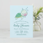 Cute Zee Turtle Baby shower Kawaii Pink Girl Kaart (Staand voorkant)