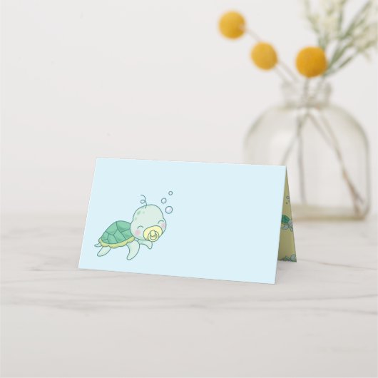 Cute Zee Turtle Baby shower Kawaii Plaatskaartje (Voorkant)