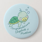 Cute Zee Turtle Baby shower Kawaii Ronde Button 4,0 Cm (Voorkant)