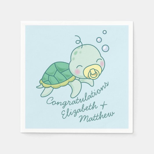 Cute Zee Turtle Baby shower Kawaii Servet (Voorkant)