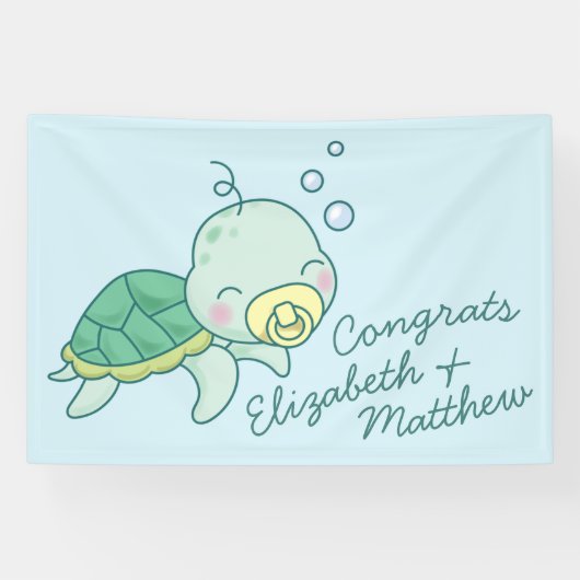 Cute Zee Turtle Baby shower Kawaii Spandoek (Horizontaal)