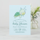 Cute Zee Turtle Baby shower Kawaii Uitnodiging (Staand voorkant)