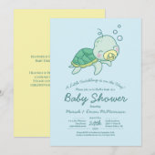Cute Zee Turtle Baby shower Kawaii Uitnodiging (Voorkant / Achterkant)