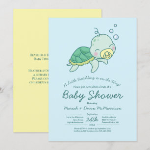 Cute Zee Turtle Baby shower Kawaii Uitnodiging