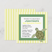 Cute Zee Turtle Birthday Party nodigt Green Yellow Kaart (Voorkant / Achterkant)