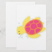 Cute Zee Turtle Briefpapier (Voorkant / Achterkant)