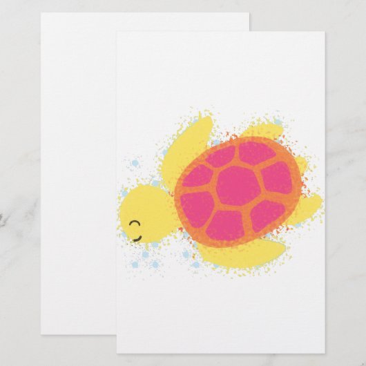 Cute Zee Turtle Briefpapier (Voorkant / Achterkant)