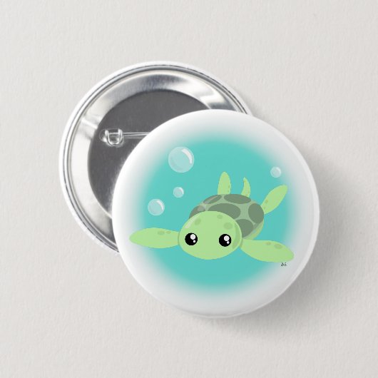 Cute Zee Turtle Button (Voorkant /achterkant)
