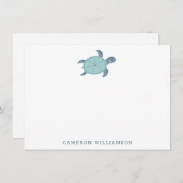 Cute Zee Turtle in Blue Personalized Stationery Bedankkaart
