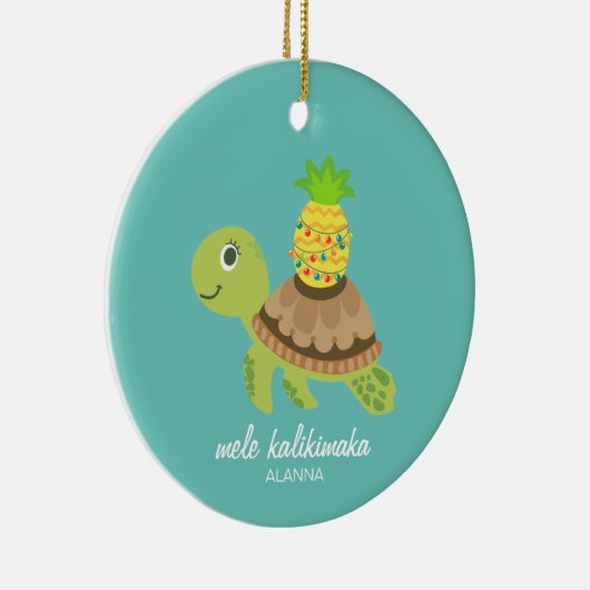 Cute Zee Turtle Mele Kalikimaka Ornament (Rechts)