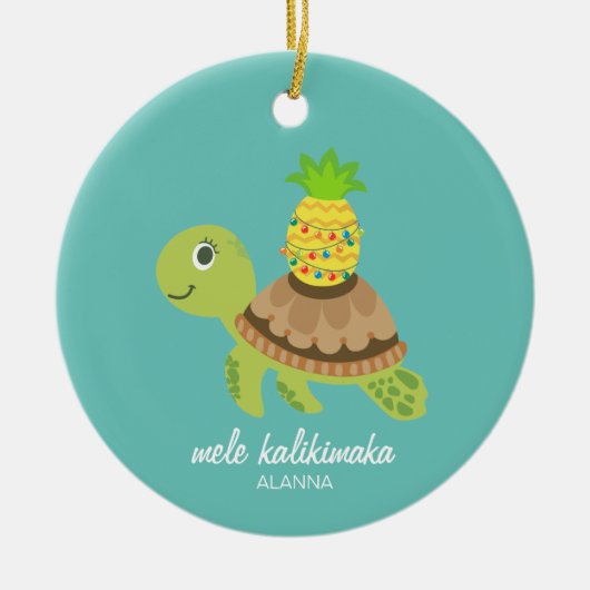 Cute Zee Turtle Mele Kalikimaka Ornament (Voorkant)