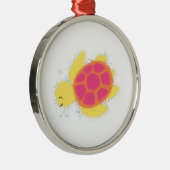 Cute Zee Turtle Metalen Ornament (Rechts)