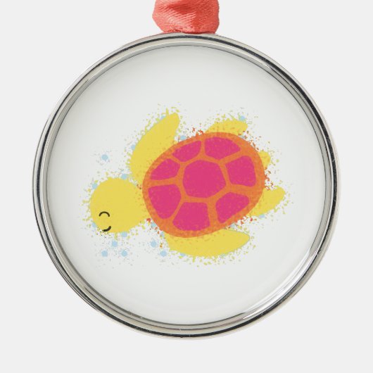 Cute Zee Turtle Metalen Ornament (Voorkant)