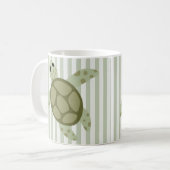 Cute Zee Turtle on Green Stripe Koffiemok (Voorkant links)