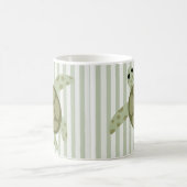 Cute Zee Turtle on Green Stripe Koffiemok (Center)
