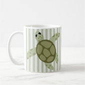 Cute Zee Turtle on Green Stripe Koffiemok (Links)