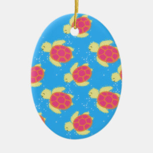 Cute Zee Turtle Pattern Keramisch Ornament