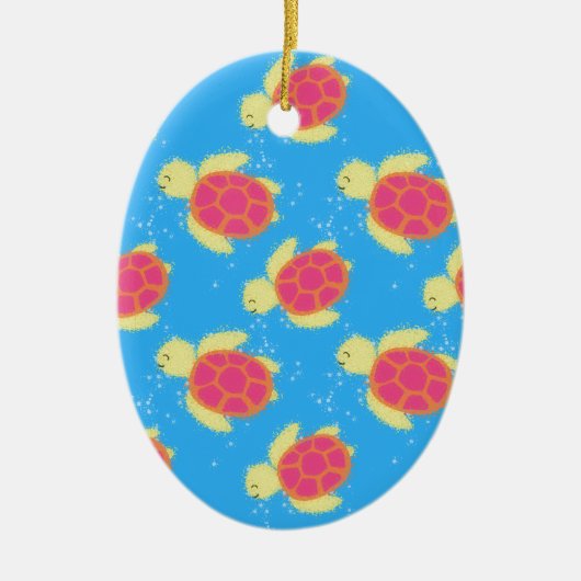Cute Zee Turtle Pattern Keramisch Ornament (Voorkant)