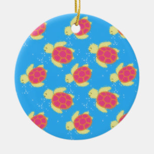 Cute Zee Turtle Pattern Keramisch Ornament