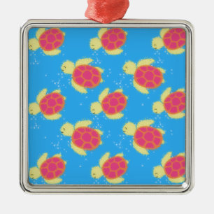 Cute Zee Turtle Pattern Metalen Ornament