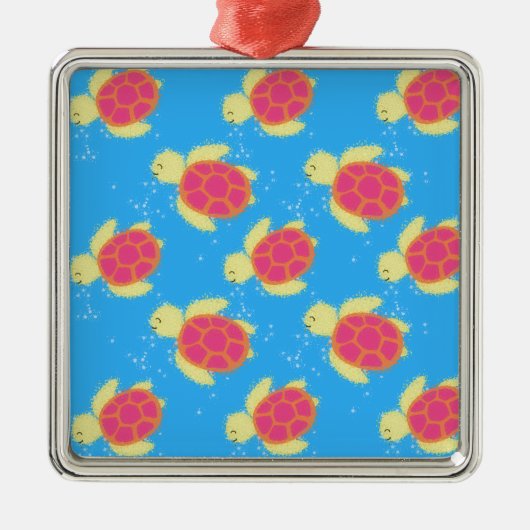 Cute Zee Turtle Pattern Metalen Ornament (Voorkant)