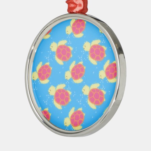 Cute Zee Turtle Pattern Metalen Ornament (Links)
