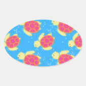 Cute Zee Turtle Pattern Ovale Sticker (Voorkant)