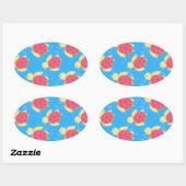 Cute Zee Turtle Pattern Ovale Sticker (Vel)