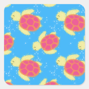 Cute Zee Turtle Pattern Vierkante Sticker