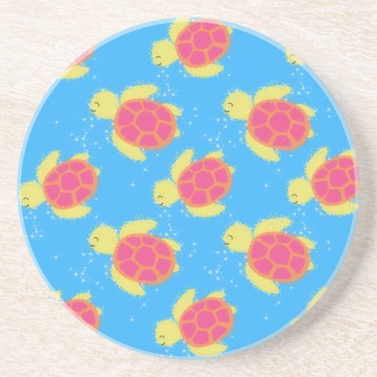 Cute Zee Turtle Pattern Zandsteen Onderzetter (Voorkant)