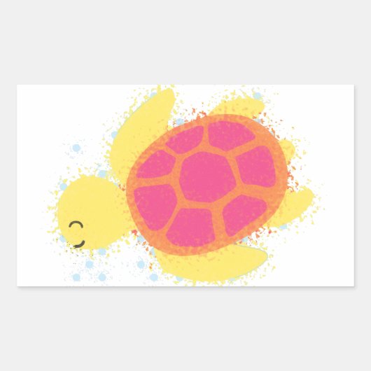 Cute Zee Turtle Rechthoekige Sticker (Voorkant)