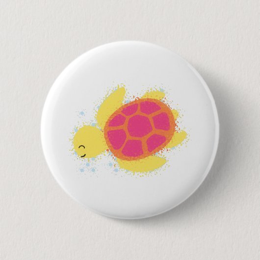 Cute Zee Turtle Ronde Button 5,7 Cm (Voorkant)
