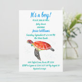Cute Zee Turtle under the zee Ocean Blue Baby Boy Kaart (Staand voorkant)