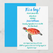 Cute Zee Turtle under the zee Ocean Blue Baby Boy Kaart (Voorkant / Achterkant)