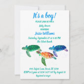 Cute Zee Turtle under the zee Ocean Blue Baby Boy Kaart (Voorkant)