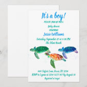 Cute Zee Turtle under the zee Ocean Blue Baby Boy Kaart (Voorkant / Achterkant)