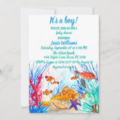 Cute Zee Turtle under the zee Ocean Blue Baby Boy Kaart (Voorkant)