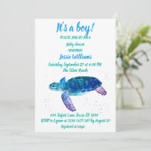 Cute Zee Turtle under the zee Ocean Blue Baby Boy Kaart (Staand voorkant)