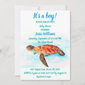Cute Zee Turtle under the zee Ocean Blue Baby Boy Kaart (Voorkant)