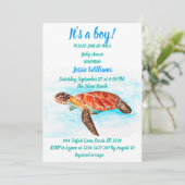 Cute Zee Turtle under the zee Ocean Blue Baby Boy Kaart (Staand voorkant)