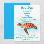 Cute Zee Turtle under the zee Ocean Blue Baby Boy Kaart (Voorkant / Achterkant)