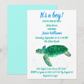 Cute Zee Turtle under the zee Ocean Blue Baby Boy Kaart (Voorkant / Achterkant)