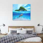 Cute Zee Turtle voor een tropisch eiland Canvas Afdruk (Insitu (Slaapkamer))