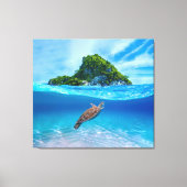 Cute Zee Turtle voor een tropisch eiland Canvas Afdruk (Voorkant)