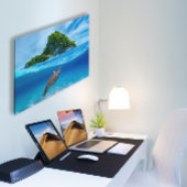 Cute Zee Turtle voor een tropisch eiland Canvas Afdruk