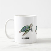 Cute Zee Turtle Waterverf Ocean Life Naam toevoege Koffiemok (Links)