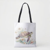 Cute Zee Turtle Waterverf Tote Bag (Voorkant)