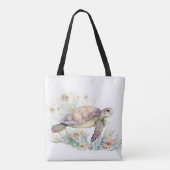 Cute Zee Turtle Waterverf Tote Bag (Achterkant)