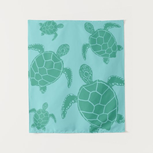 Cute Zee Turtles Blue Ocean Wandkleed (Voorkant)